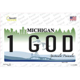 1 GOD Michigan State Novelty Sticker Decal Small