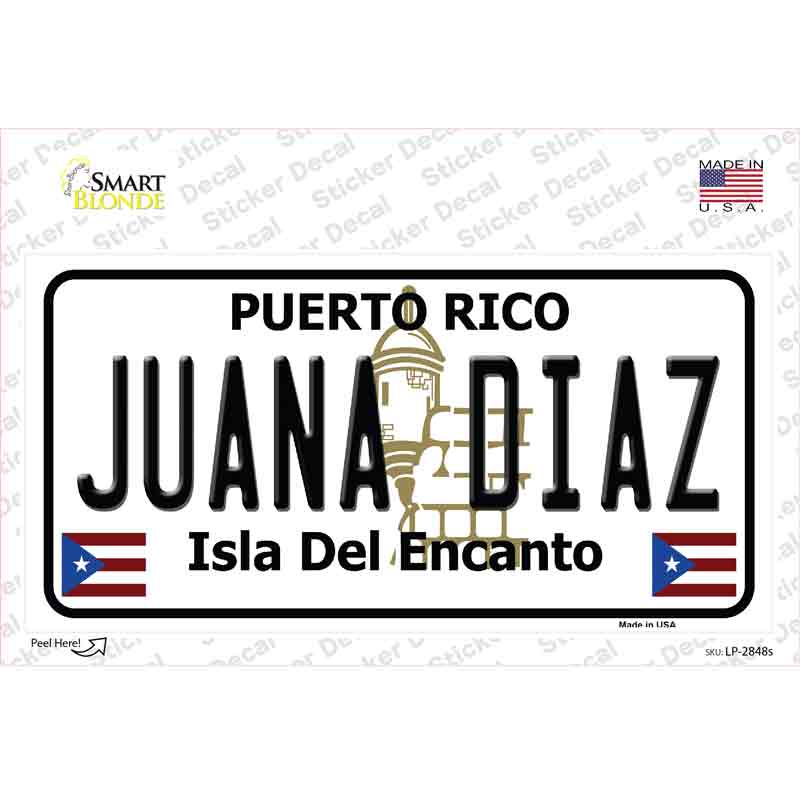 Juana Diaz Puerto Rico Novelty Sticker Decal Small