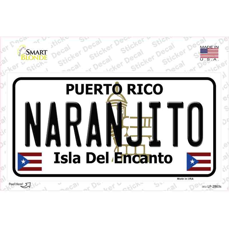 Naranjito Puerto Rico Novelty Sticker Decal Small