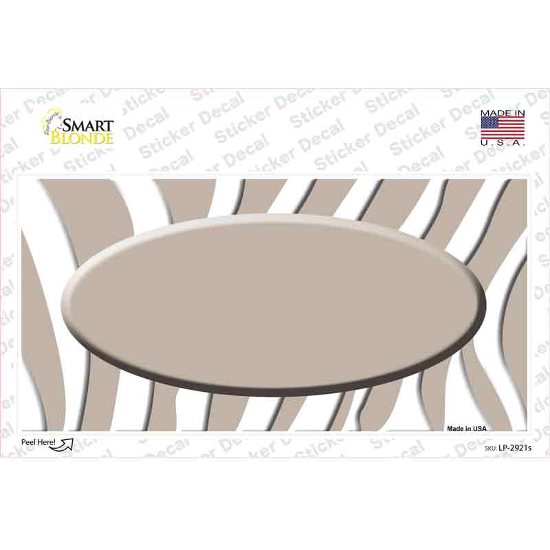 Tan White Zebra Tan Center Oval Novelty Sticker Decal