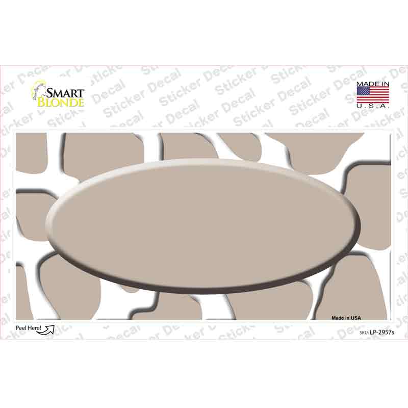 Tan White Giraffe Tan Center Oval Novelty Sticker Decal
