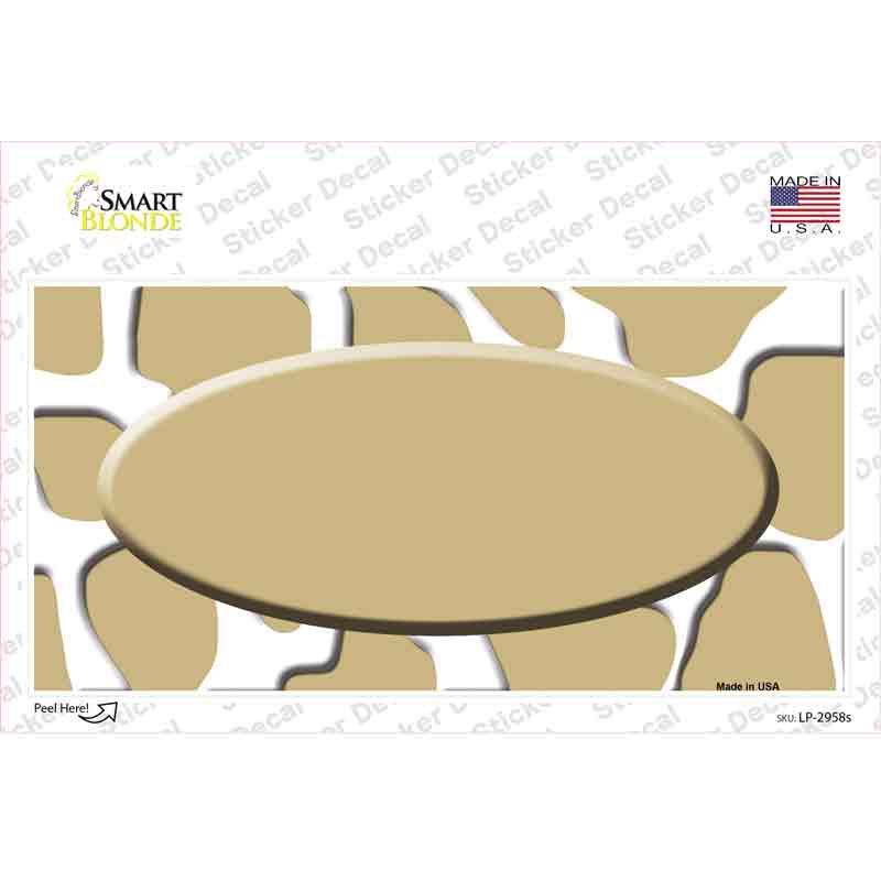 Gold White Giraffe Gold Center Oval Novelty Sticker Decal