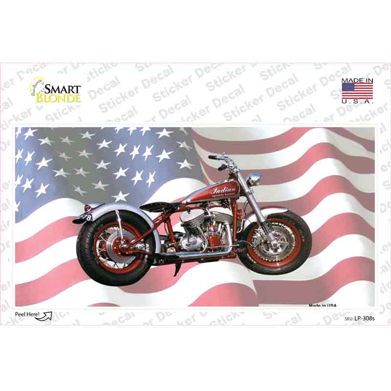 Indian Motorcycle American Flag Novelty Sticker Decal Small