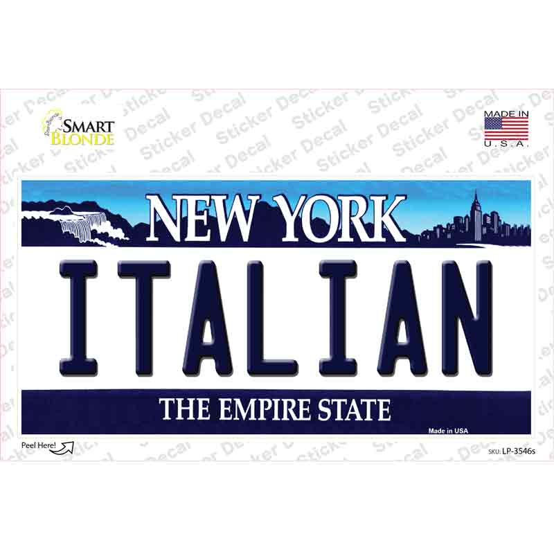 Italian New York Background Novelty Sticker Decal Small