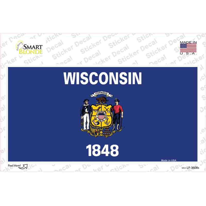 Wisconsin State Flag Novelty Sticker Decal Small