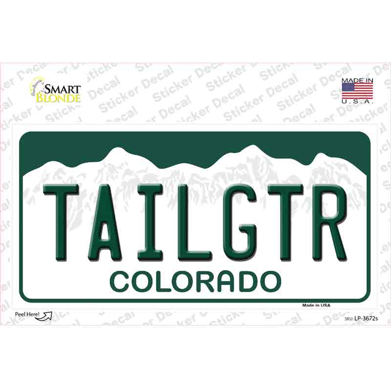 Tailgtr Colorado Novelty Sticker Decal Small