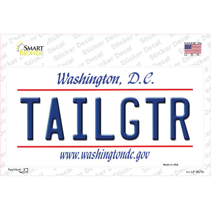 Tailgtr Washington DC Novelty Sticker Decal Small