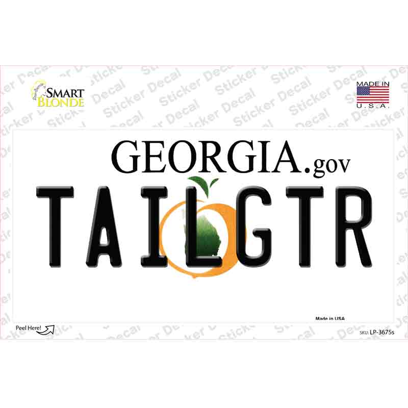 Tailgtr Georgia Novelty Sticker Decal Small