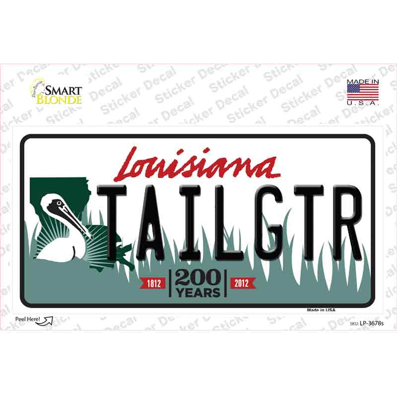 Tailgtr Louisiana Novelty Sticker Decal