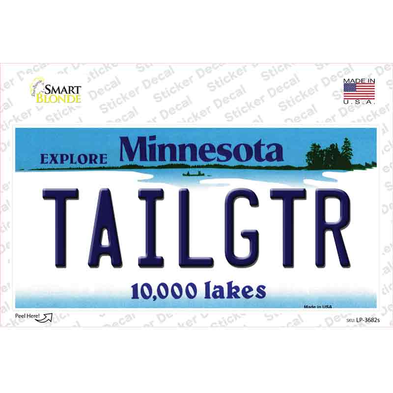 Tailgtr Minnesota Novelty Sticker Decal Small