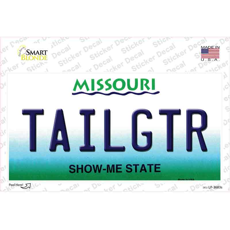 Tailgtr Missouri Novelty Sticker Decal Small