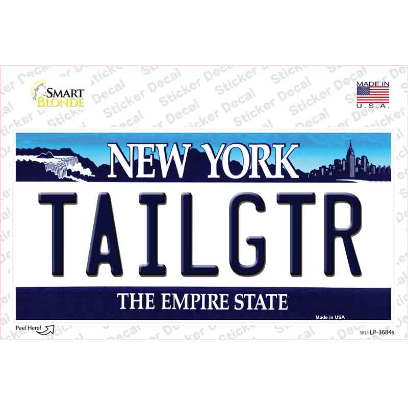 Tailgtr New York Novelty Sticker Decal Small