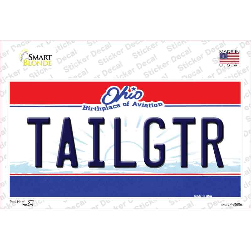 Tailgtr Ohio State Novelty Sticker Decal Small