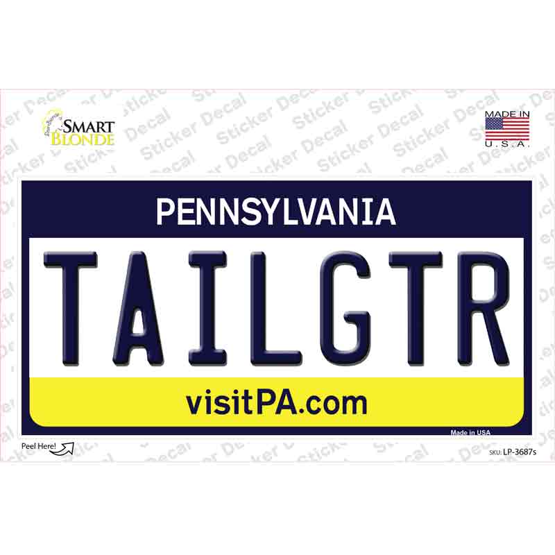 Tailgtr Pennsylvania Novelty Sticker Decal Small