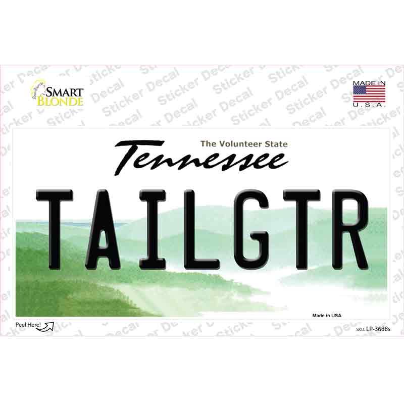 Tailgtr Tennessee Novelty Sticker Decal Small