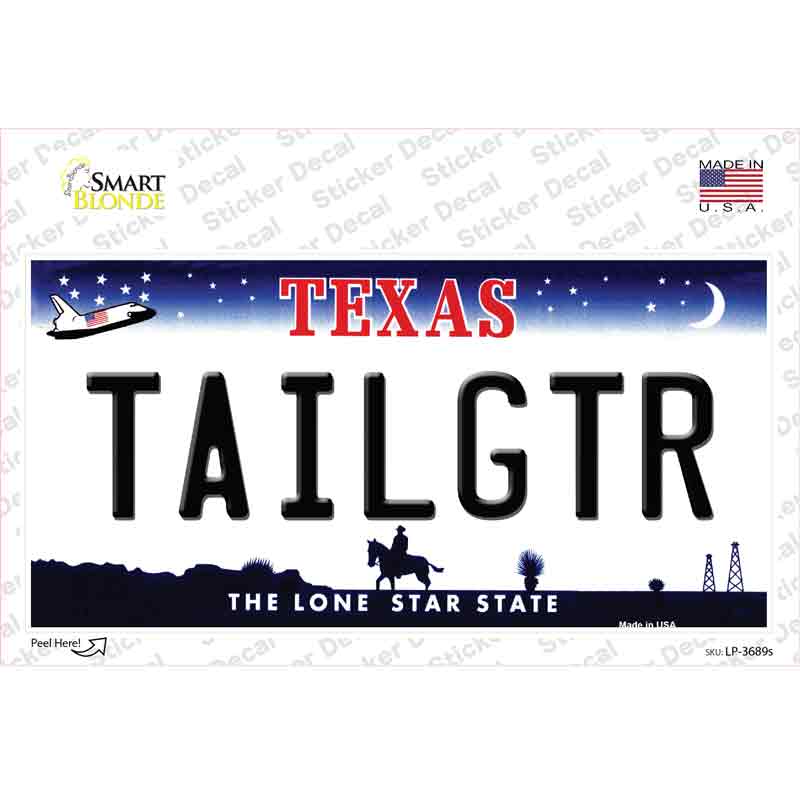 Tailgtr Texas Novelty Sticker Decal Small