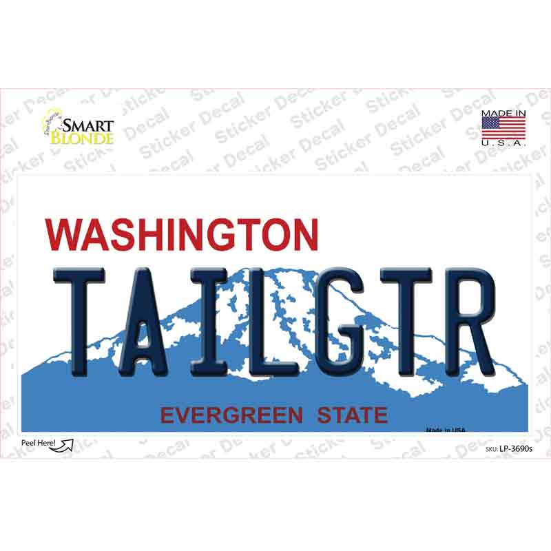 Tailgtr Washington Novelty Sticker Decal Small