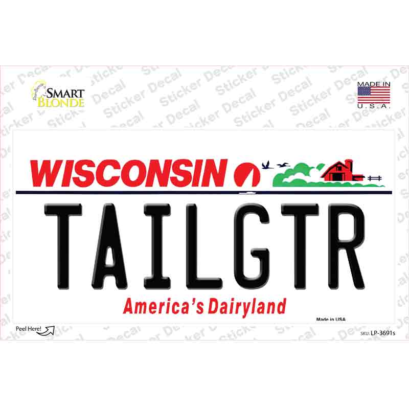 Tailgtr Wisconsin Novelty Sticker Decal Small