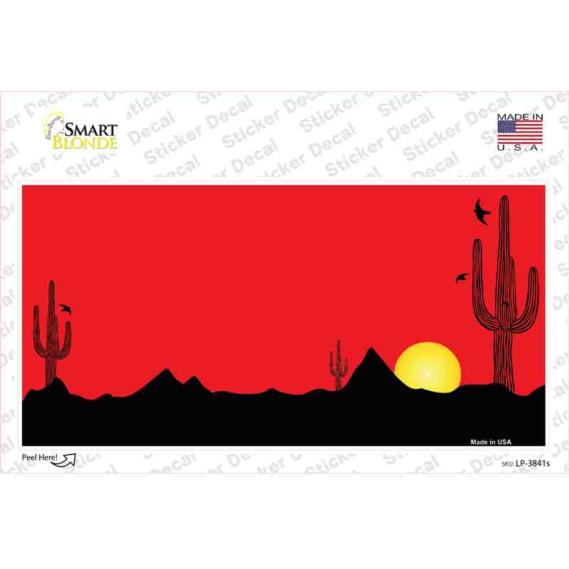 Southwest Cactus Sunrise Red Novelty Sticker Decal Small