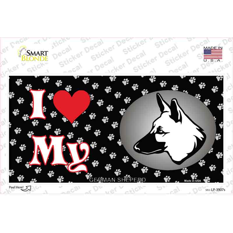 I Love My German Shepherd Novelty Sticker Decal Small