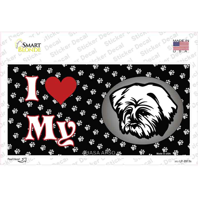 I Love My Lhasa Apso Novelty Sticker Decal Small