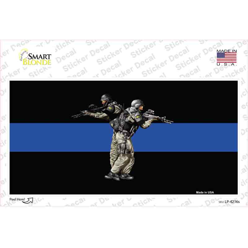 Thin Blue Line Police SWAT Novelty Sticker Decal Small