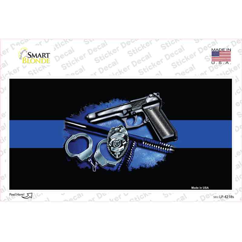 Thin Blue Line Badge Novelty Sticker Decal Small