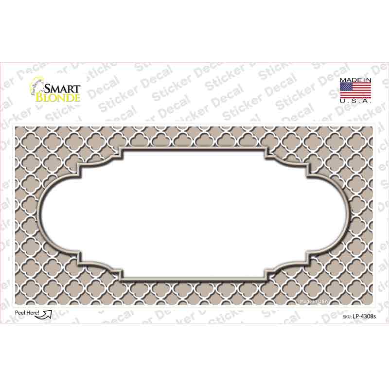 Tan White Quatrefoil Center Scallop Novelty Sticker Decal
