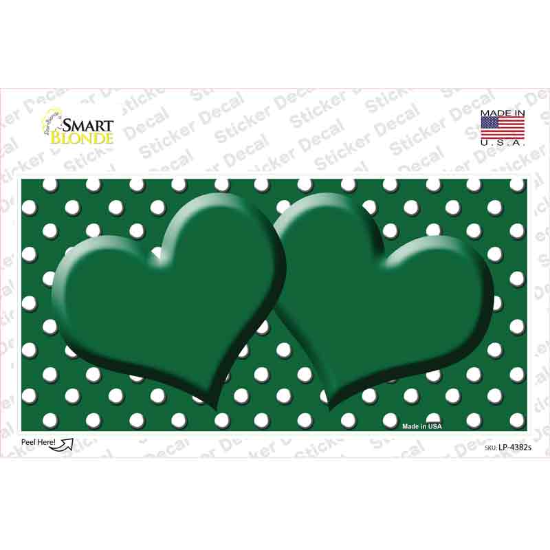 Green White Polka Dot Center Hearts Novelty Sticker Decal