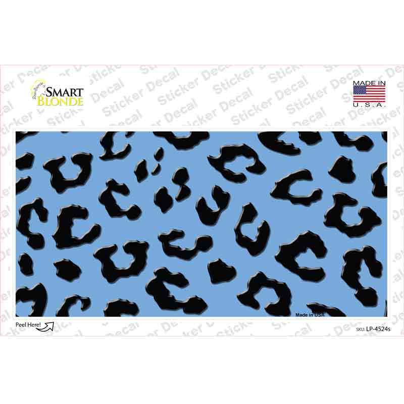 Light Blue Black Cheetah Novelty Sticker Decal