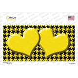 Yellow Black Houndstooth Yellow Center Hearts Novelty Sticker Decal