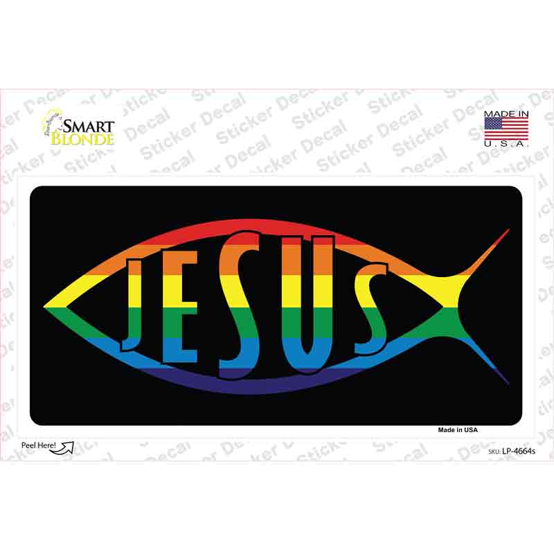 Jesus Fish Rainbow Novelty Sticker Decal Small