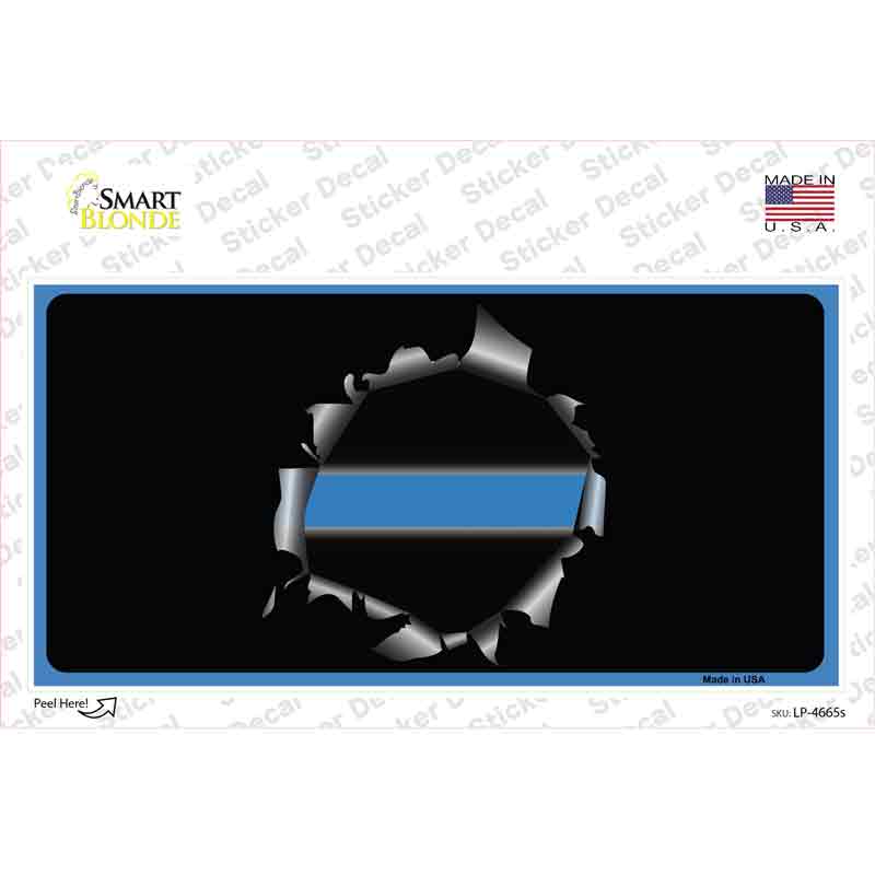 Thin Blue Line Bullet Hole Novelty Sticker Decal Small