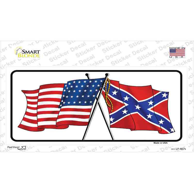 Confederate USA Crossed Flags Novelty Sticker Decal Small