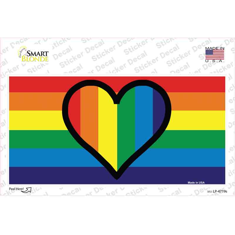 Rainbow Heart Novelty Sticker Decal Small