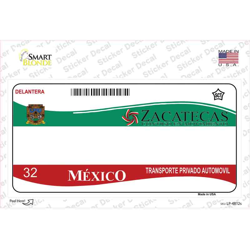 Zachatecas Mexico Novelty Sticker Decal Small