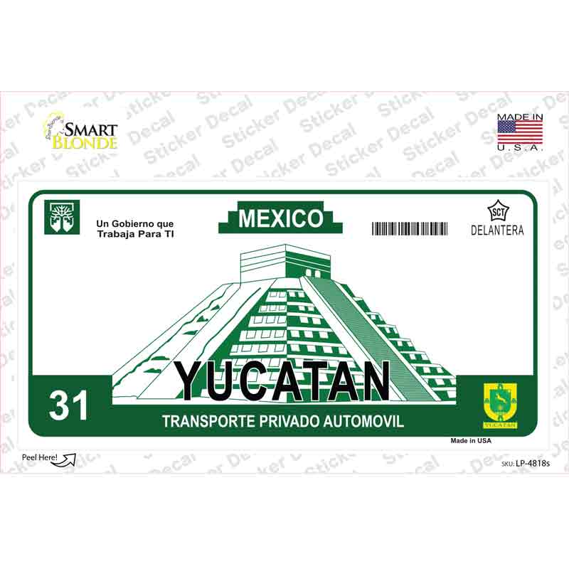 Yucatan Mexico Novelty Sticker Decal Small