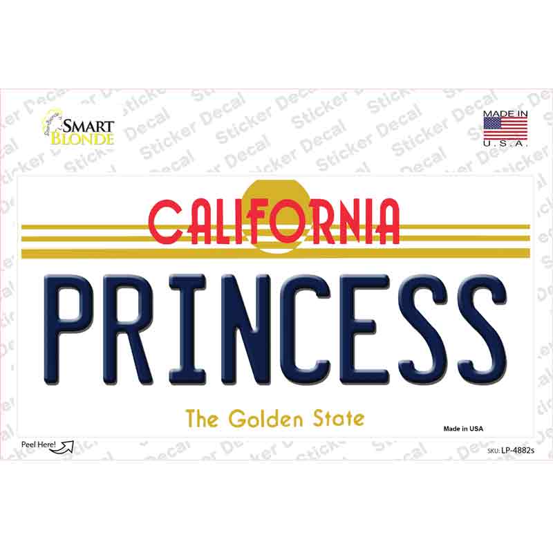 Princess California Novelty Sticker Decal Small