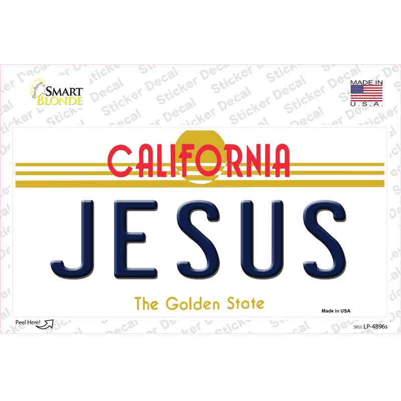 Jesus California Novelty Sticker Decal Small