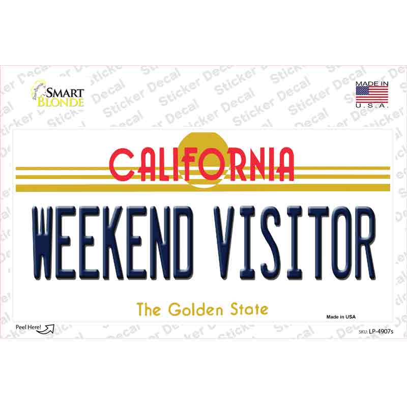 Weekend Vistor California Novelty Sticker Decal Small