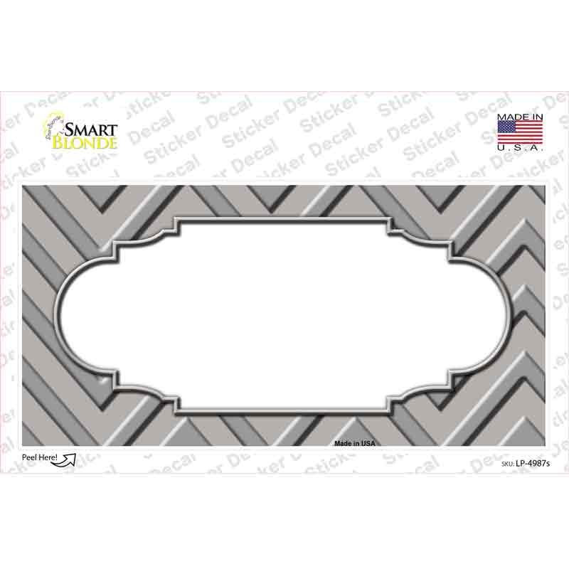 Grey Light Grey Scallop Chevron Novelty Sticker Decal
