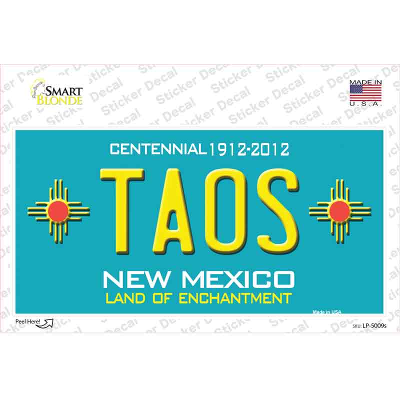 Taos Teal New Mexico Novelty Sticker Decal Small