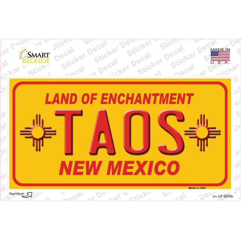 Taos Yellow New Mexico Novelty Sticker Decal Small