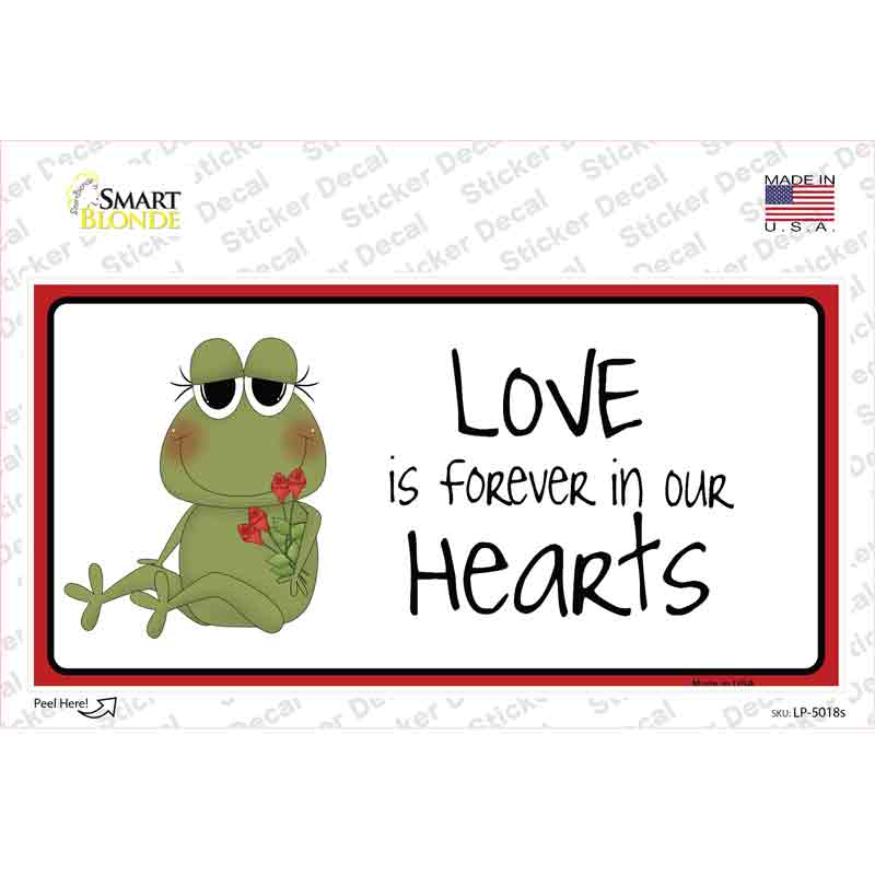 Love In Our Hearts Frog Novelty Sticker Decal Small