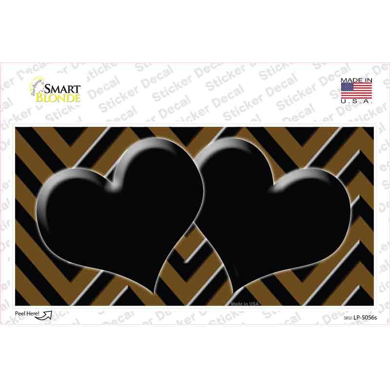 Brown Black Chevon Hearts Novelty Sticker Decal