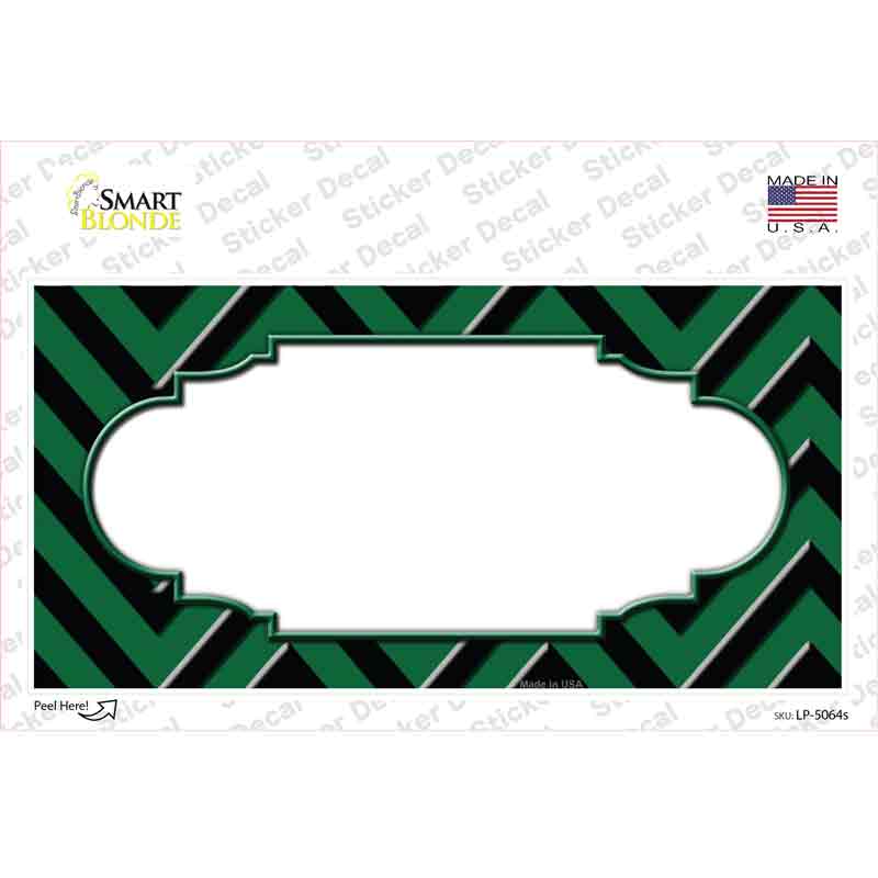 Green Black Chevron Scallop Novelty Sticker Decal