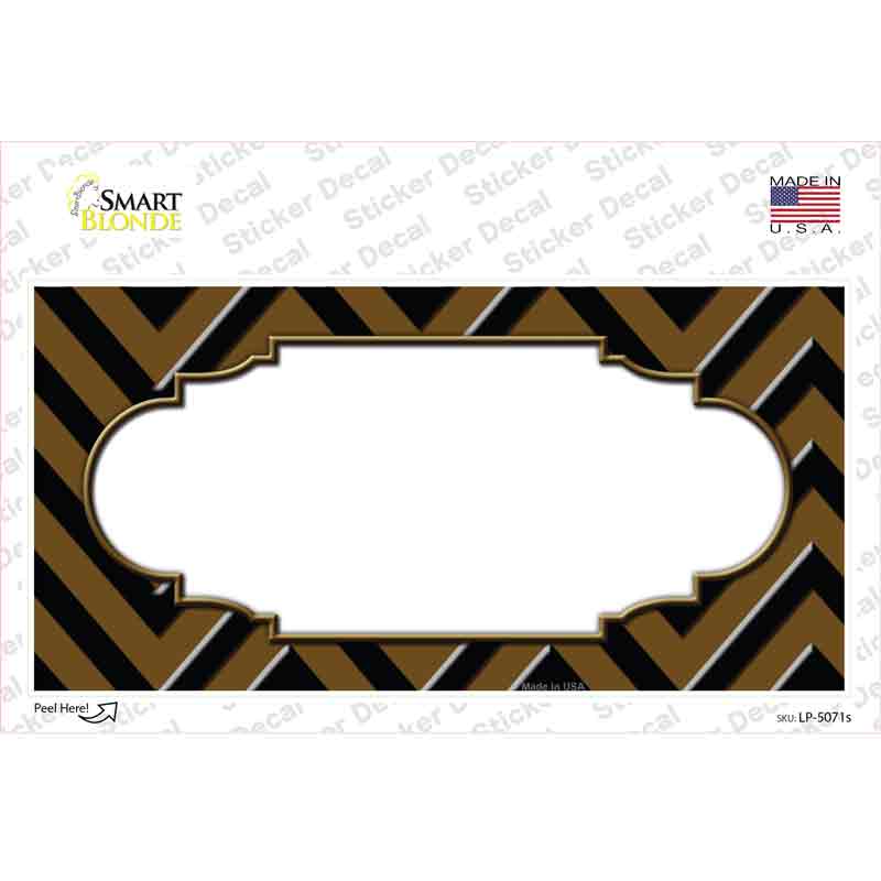 Brown Black Chevron Scallop Novelty Sticker Decal