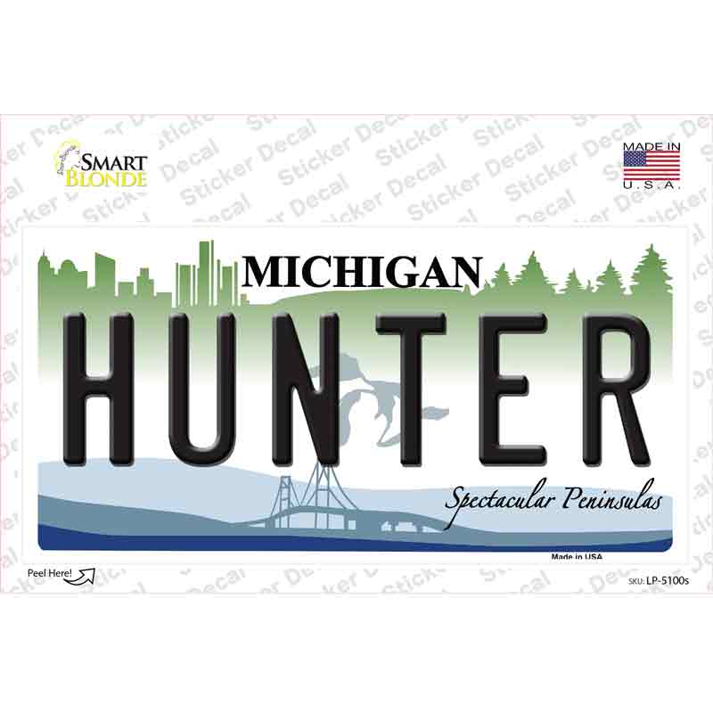 Hunter Michigan State Novelty Sticker Decal Small