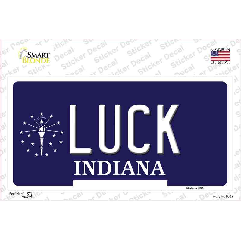 Luck Indiana State Novelty Sticker Decal Small