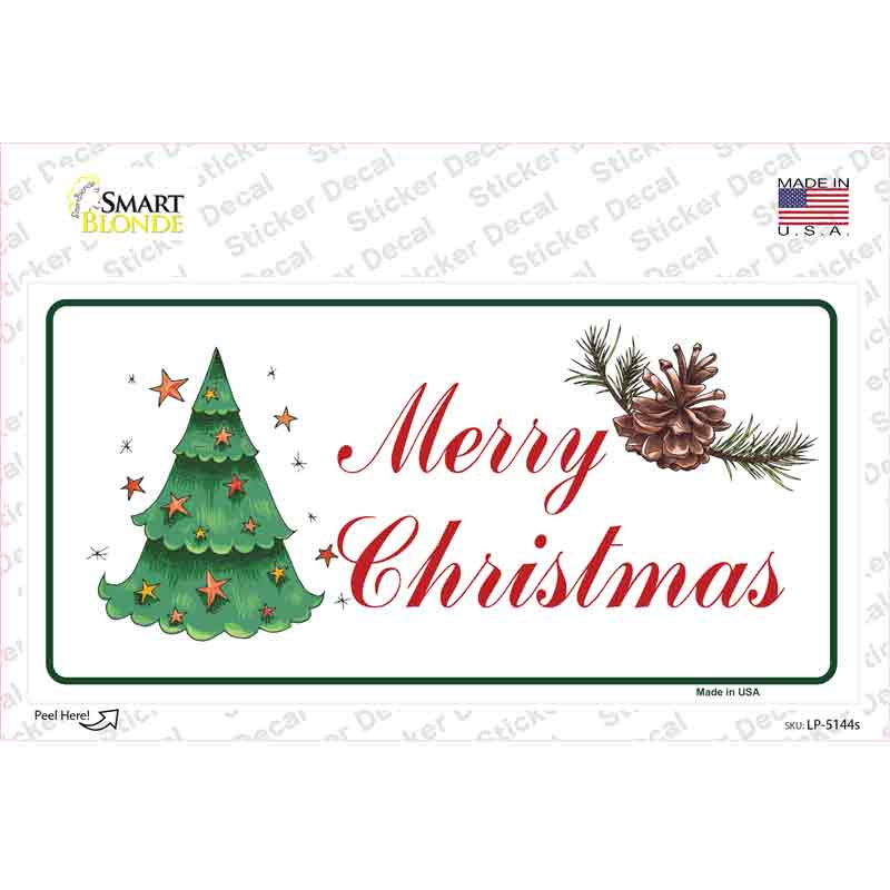 Merry Christmas Tree Novelty Sticker Decal Small